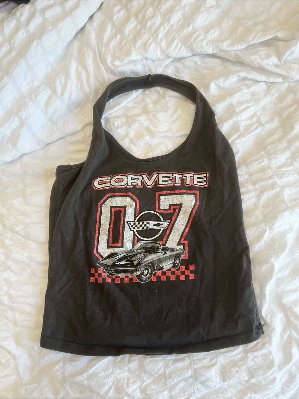 Corvette Graphic Tank Top — Black with Red and White Print
